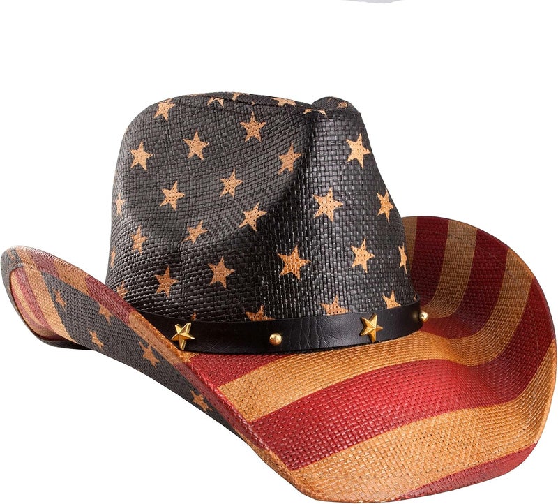 grinderPUNCH Western Outback Cowboy Hat Men's Women's Style Classic Straw Western Cowgirl Hat - Image 1